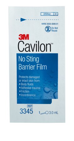 3M Cavilon Barrier Film 3.0 mL Wand, No Sting, Alcohol Free, Sterile, Fast-drying, Non-sticky, Hypoallergenic, Non-cytotoxic - 3345