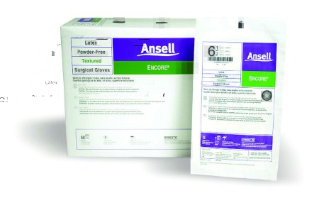 Ansell Encore Surgical Glove Size 6.5 Sterile Latex Standard Cuff Length Fully Textured Ivory Chemo Tested - 5785002