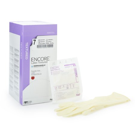 Encore - Surgical Glove ENCORE Size 7 Sterile Pair Latex Extended Cuff Length Fully Textured Ivory Chemo Tested - 5785003