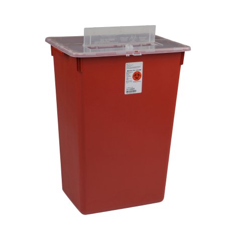 Cardinal Sharps-A-Gator Sharps Container 1-Piece 14 H X 15-1/2 W X 12 D Inch 7 Gallon Red Vertical Entry Lid - 31156550
