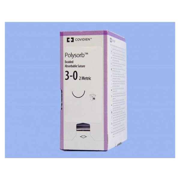 Medtronic MITG-Covidien Suture 3-0 Polyester Cv-23 Polysorb Violet 30" Braid 36/Ca - UL204