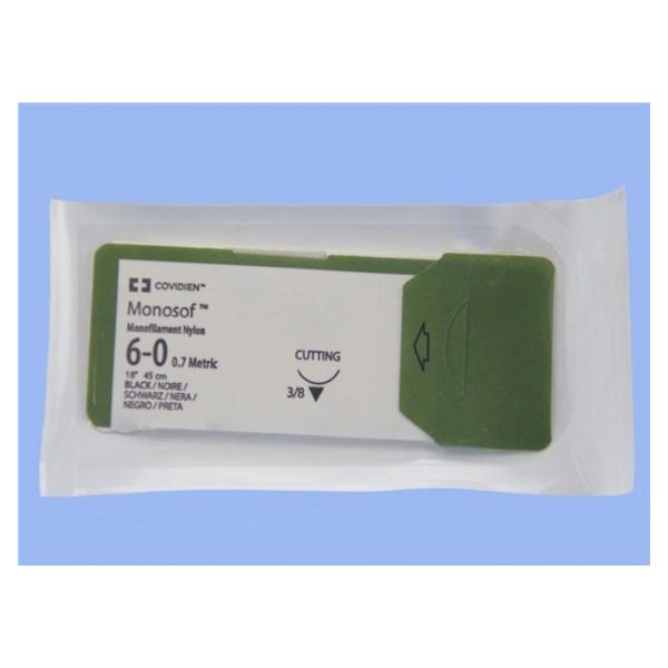 Medtronic MITG-Covidien Suture 6-0 Nylon P-10 Monosof Black 18" Monofilament 12/Ca - SN3697