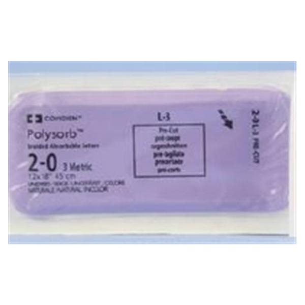 Medtronic MITG-Covidien Suture 2-0 Polyester No Needle Polysorb Undyed 18" Braid 24/Ca - L3