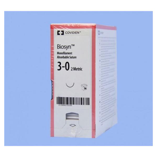 Medtronic MITG-Covidien Suture 3-0 Polyglecaprone Cv-23 Biosyn Undyed 30" Monofilament 36/Ca - UM215