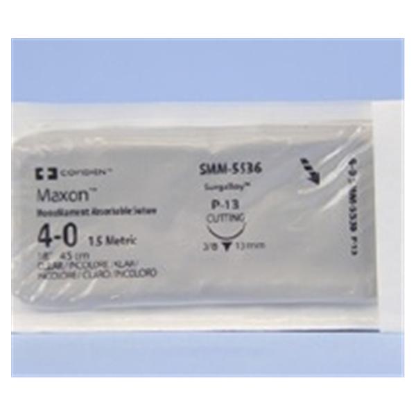 Medtronic MITG-Covidien Suture 4-0 Polyglyconate Copolymer P-13 Maxon Clear 18" Monofilament 36/Ca - SMM5536
