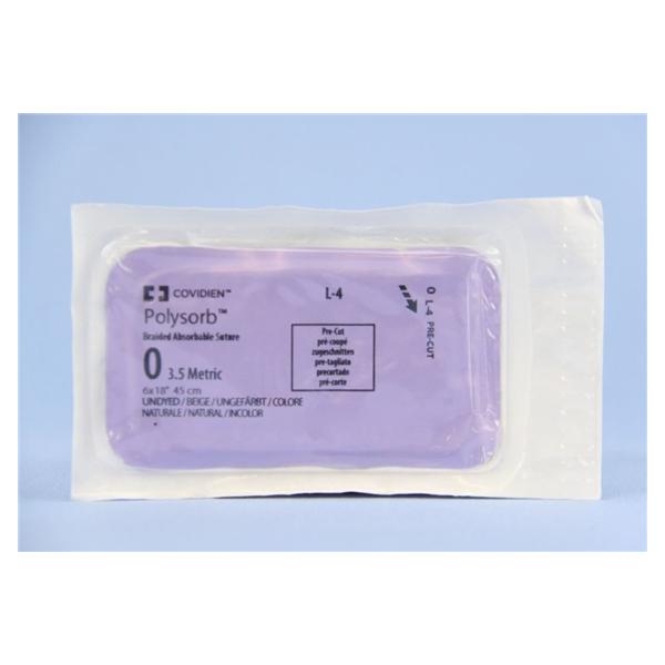 Medtronic MITG-Covidien Suture 0 Polyester No Needle Polysorb Undyed 18" Braid 24/Ca - L4