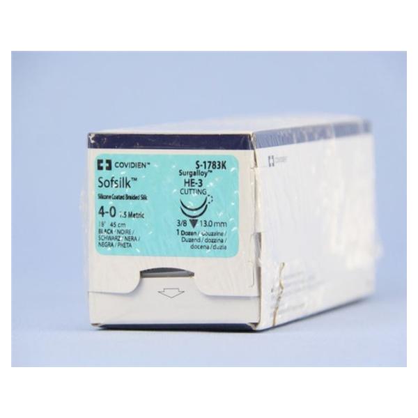 Medtronic MITG-Covidien Suture 4-0 Silk He-3 Sofsilk Black 18" Braid 12/Ca - S1783K