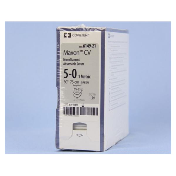 Medtronic MITG-Covidien Suture 5-0 Polyglyconate Copolymer Cv-23 Maxon Green 30" Monofilament 36/Ca - 8886614921