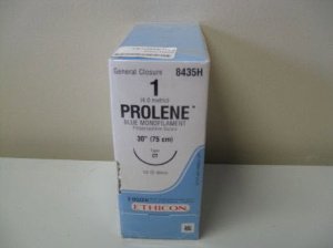 J & J Healthcare Systems Prolene Suture with Needle Nonabsorbable Uncoated Blue Suture Monofilament Polypropylene Suture Size 1 30 Inch Suture 1-Needle 40 mm Length 1/2 Circle Taper Point Needle - 8435H