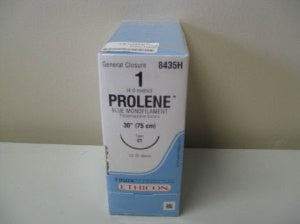 Prolene - Suture with Needle Nonabsorbable Uncoated Blue Suture Monofilament Polypropylene Suture Size 1 30 Inch Suture 1-Needle 40 mm Length 1/2 Circle Taper Point Needle - 8435H