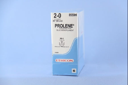 Prolene - Suture with Needle Nonabsorbable Uncoated Blue Suture Monofilament Polypropylene Suture Size 2 - 0 36 Inch Suture Double-Armed 17 mm Length 1/2 Circle Taper Point Needle - 8559H