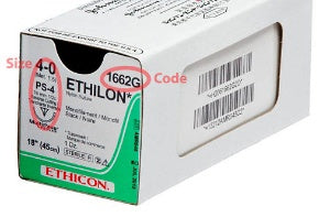 Ethilon - Suture with Needle Nonabsorbable Uncoated Black Suture Monofilament Nylon Size 4 - 0 18 Inch Suture 1-Needle 16 mm Length 1/2 Circle Reverse Cutting Needle - 1662G
