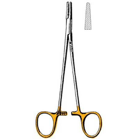 Sklar Sklar TC Needle Holder 7 Inch Straight Serrated Tips Finger Ring Handle - 21-8032