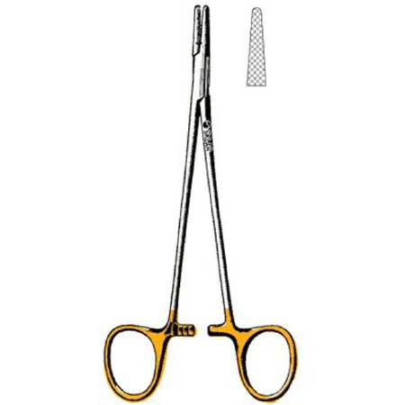 Sklar TC - Needle Holder 7 Inch Length Straight Serrated Tips Finger Ring Handle - 21-8007