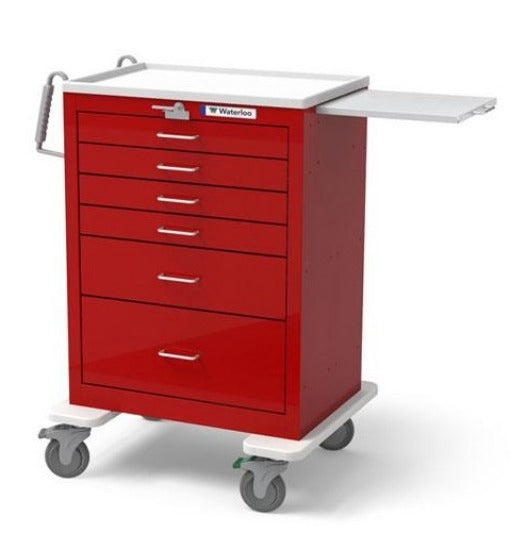Waterloo Healthcare Medical UTBLU-333369-ELB 6 Drawer Steel Emergency Cart Lever Lock, Electric Blue - Tall