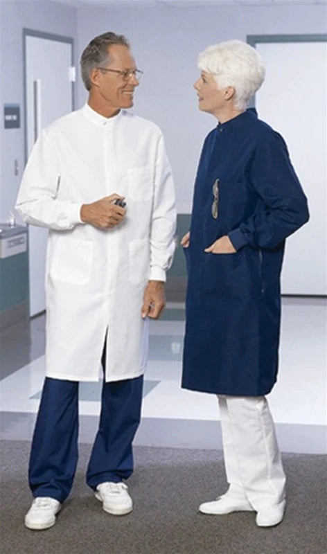 Fashion Seal Uniforms - Lab Coat Navy Blue Large Knee Length Reusable - 431-8134155-8134933-L