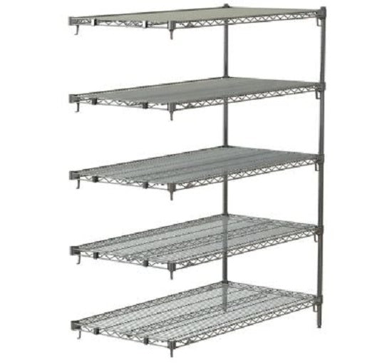 Metro Crash Super Adjustable Super Erecta 4-Shelf and 5-Shelf Industrial Wire Shelving Add-On Units - Chrome