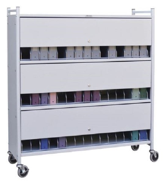 Omnimed Extra Wide Privacy Style Chart Rack (Wired Dividers & Lockable), Beige