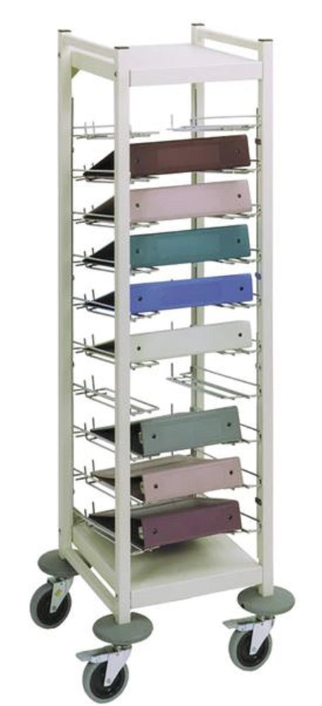 Omnimed Horizontal Open Style Chart Rack (Wired Dividers 1-4 Tier), Beige