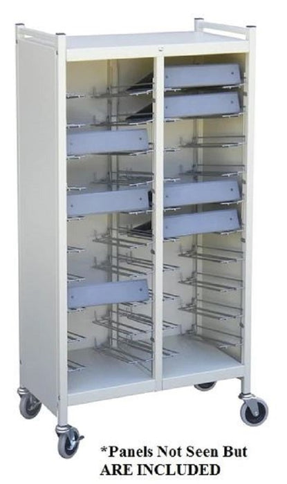 Omnimed Horizontal Privacy Style Chart Rack With Locking Panels (Wired Dividers 1-4 Tier), Beige