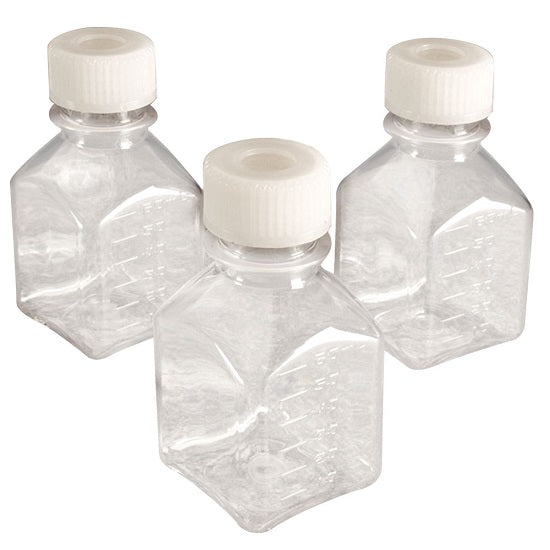 US Plastic Corp. Thermo Scientific Nalgene Expanded Sterile Square PETG Bottle with 38/430 Septum Cap 500mL (650mL) Case of 48 - 342023-9500