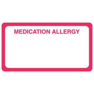 Tabbies Allergy Labels, "Medication Allergy" White & Red - 3-1/4"W x 1-3/4"H, 250  per Roll - MAP5140