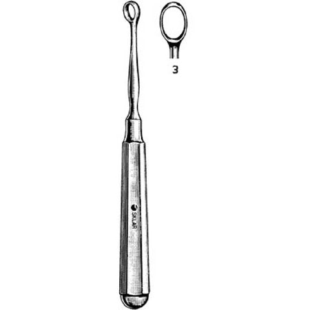 Sklar - Dermal Curette Piffard 6 Inch Length Hexagonal Handle Size 3 Tip Straight Fenestrated Oval Tip - 06-4132