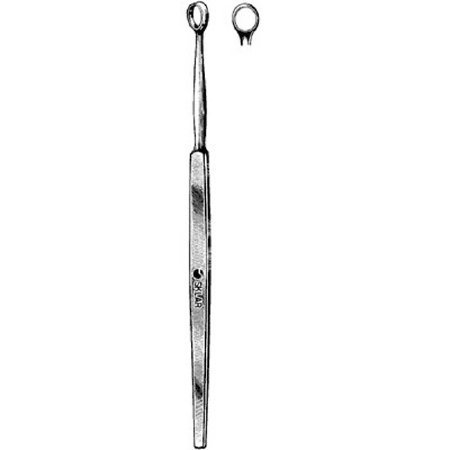 Sklar - Dermal Curette Fox 5-1/2 Inch Length Solid Flat Handle 4 mm Tip Straight Sharp Fenestrated Round Tip - 06-4139