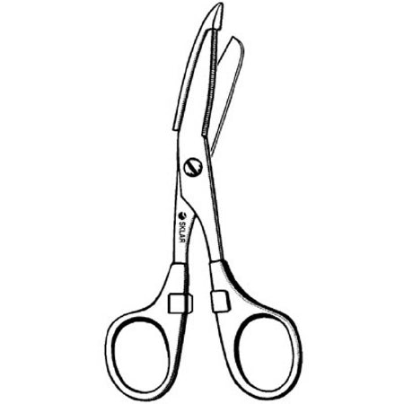 Sklar - Bandage Scissors Nurse 5-1/2 Inch Length OR Grade Stainless Steel / Plastic Finger Ring Handle Angled Blunt Tip / Blunt Tip - 11-1495