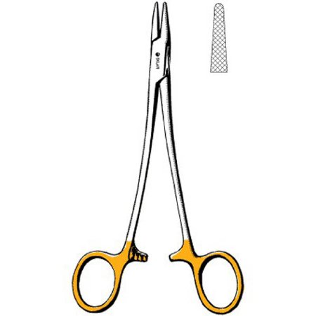 Sklar TC - Needle Holder 6 Inch Length Straight Serrated Tips Finger Ring Handle - 21-8031