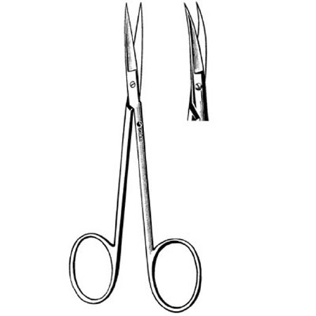 Sklar - Iris Scissors 3-1/2 Inch Length OR Grade Stainless Steel Finger Ring Handle Curved Sharp Tip / Sharp Tip - 22-1235