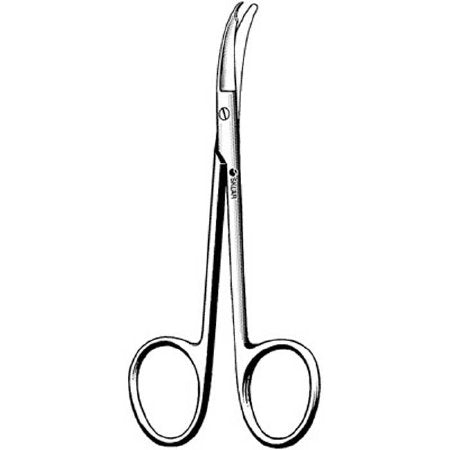 Sklar - Suture Scissors Shortbent 3-1/2 Inch Length OR Grade Stainless Steel NonSterile Finger Ring Handle Curved Sharp Tip / Blunt Tip - 22-2934