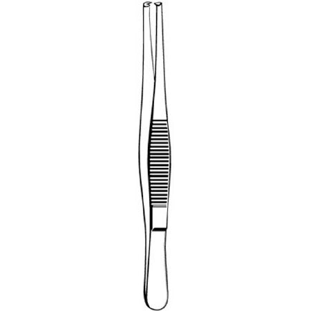Sklar Merit Tissue Forceps 5 Inch Physician Grade Stainless Steel NonSterile NonLocking Thumb Handle Straight Serrated Tips w/1 X 2 Teeth - 97-757