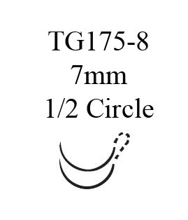 Ethilon - Suture with Needle Nonabsorbable Uncoated Black Suture Monofilament Nylon Size 8 - 0 12 Inch Suture Double-Armed 7 mm Length 1/2 Circle Micropoint - Spatula Needle - 1716G