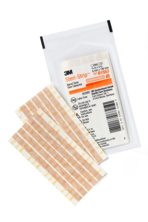 3M Steri-Strip Skin Closure Strip 1/4 X 4 Inch Nonwoven Material Flexible Strip Tan - B1553