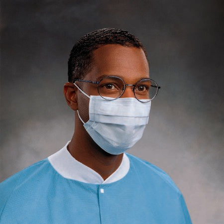 O&M Halyard Inc Procedure Mask Pleated Earloops One Size Fits Most Blue - 47080