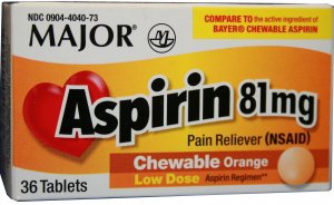 Major Pharmaceuticals Major Children's Pain Relief 81 mg Strength Aspirin Chewable Tablet 36 per Bottle - 904404073