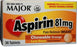 Major Pharmaceuticals Major Children's Pain Relief 81 mg Strength Aspirin Chewable Tablet 36 per Bottle - 904404073
