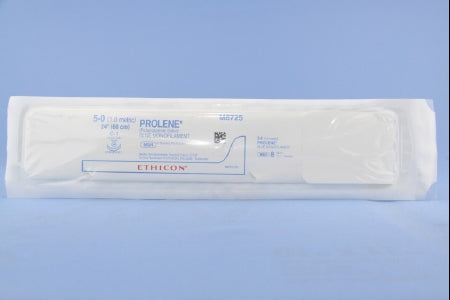 J & J Healthcare Systems Prolene Suture with Needle Nonabsorbable Uncoated Blue Suture Monofilament Polypropylene Suture Size 5-0 24 Inch Suture Double-Armed 13 mm Length 3/8 Circle Taper Point Needle - 8725