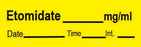 Timemed - Drug Label Anesthesia Label Etomidate___mg/mL____Date___Time___Ing. Yellow 1/2 X 1 Inch - AN-51