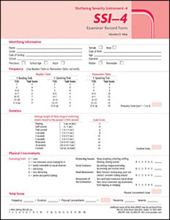 Pro-ed SSI-4 Test Record and Fluency Computation Forms (50) by Glyndon ...