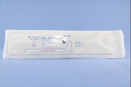 J & J Healthcare Systems Prolene Suture with Needle Nonabsorbable Uncoated Blue Suture Monofilament Polypropylene Suture Size 6-0 24 Inch Suture Double-Armed 13 mm Length 3/8 Circle Taper Point Needle - 8726