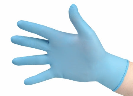 Tidi Products Tidishield Exam Glove TidiShield Medium NonSterile Latex Extended Cuff Length Fully Textured Blue Chemo Tested - 932480-1