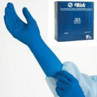 Tidi Products Tidishield Exam Glove TidiShield X-Large NonSterile Latex Extended Cuff Length Fully Textured Blue Chemo Tested - 932486-1