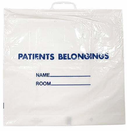 Donovan Industries Patient Belongings Bag 18.5 X 20 Inch Polyethylene Snap Closure White - PB01