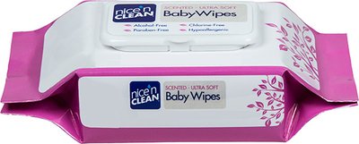 Professional Disposables Nice'n Clean Baby Wipe Soft Pack Aloe / Vitamin E Scented 80 Count - 225XT