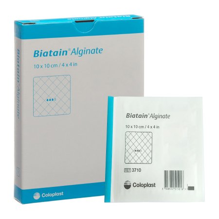 Biatain - Alginate Dressing 4 X 4 Inch Square Calcium Alginate / CMC (carboxymethylcellulose) Sterile - 3710