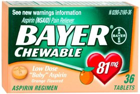 Bayer - Pain Relief 81 mg Strength Aspirin Chewable Tablet 36 per Box - 12843013105