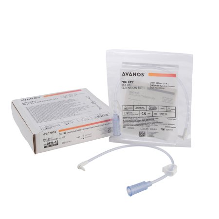 MIC-Key - Bolus Enteral Feeding Extension Tube Set 12 Inch, With Cath Tip, SECUR-LOK Right-Angle Connector and Clamp - 0124-12