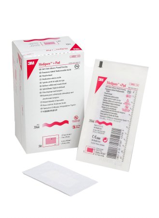 3M Medipore - Adhesive Dressing 2-3/8 X 4 Inch Soft Cloth Rectangle White Sterile - 3564